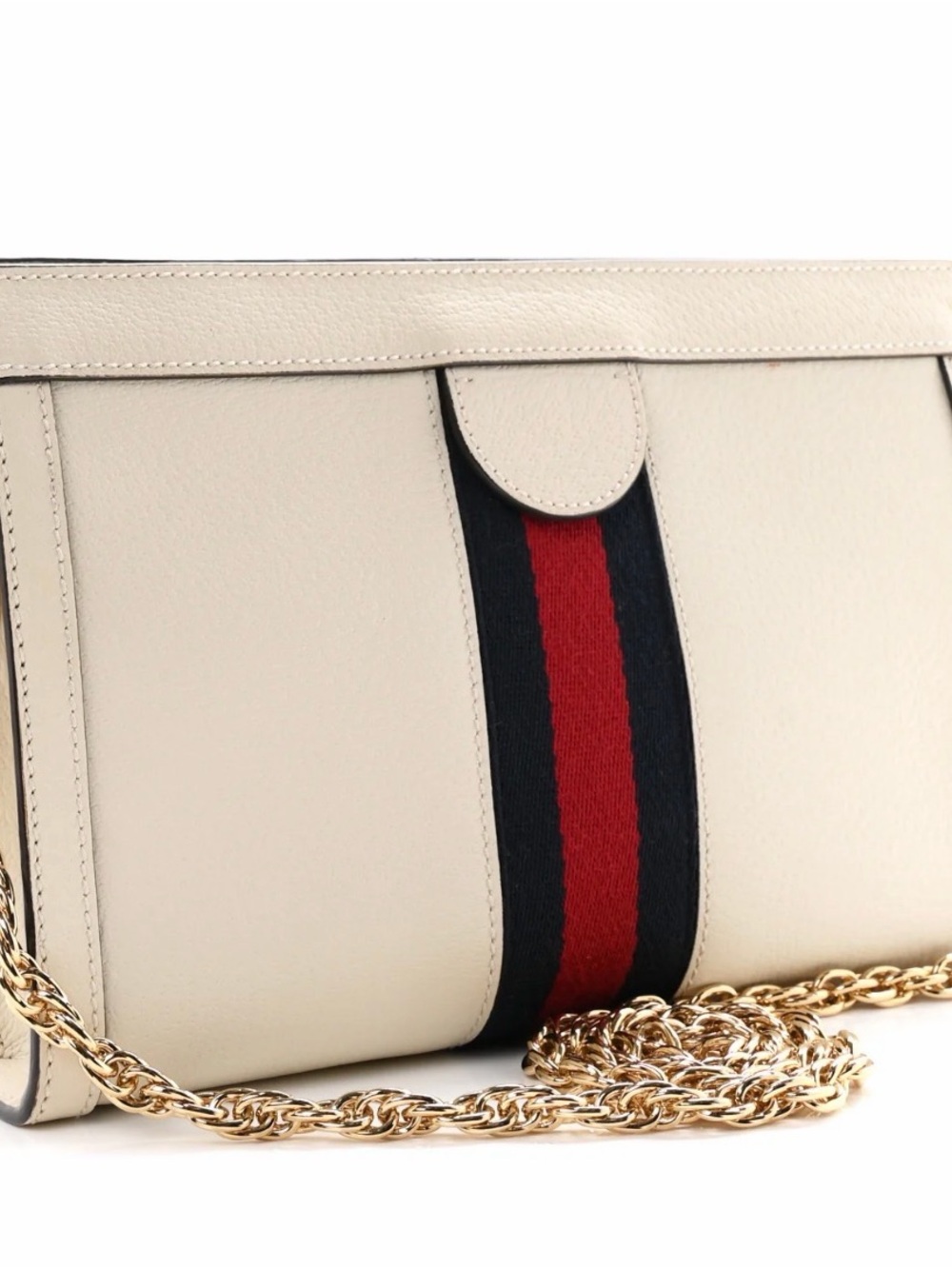 Gucci Ophidia GG Chain Shoulder bag in cream textured calfskin